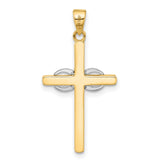 Polished Infinity Cross Charm Pendant in Real 14k Multi-Tone Gold