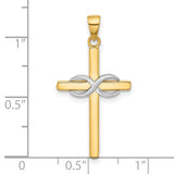 Polished Infinity Cross Charm Pendant in Real 14k Multi-Tone Gold