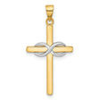 Polished Infinity Cross Charm Pendant in Real 14k Multi-Tone Gold