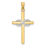 Polished Infinity Cross Charm Pendant in Real 14k Multi-Tone Gold