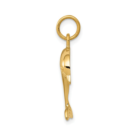 14k Yellow Gold Dolphin Pendant, Nautical Marine Life Charm, Unisex Beach Jewelry
