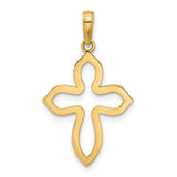 Diamond-Cut Pointed Cross Charm Pendant in Real 14k Multi-Tone Gold