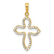 Diamond-Cut Pointed Cross Charm Pendant in Real 14k Multi-Tone Gold