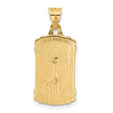 14k Yellow Gold Dog Tag Cross Pendant with Polished Textured Design