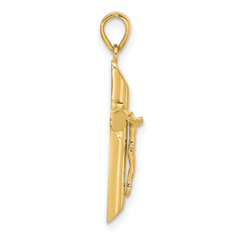 14k Yellow Gold Crucifix Cross Pendant with Jesus Figure, Religious Christian Jewelry
