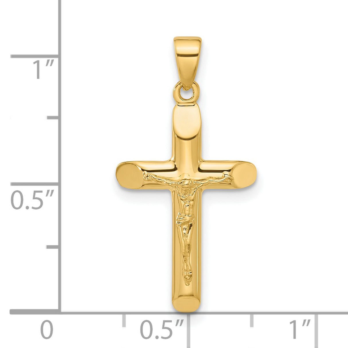 14k Yellow Gold Crucifix Cross Pendant with Jesus Figure, Religious Christian Jewelry