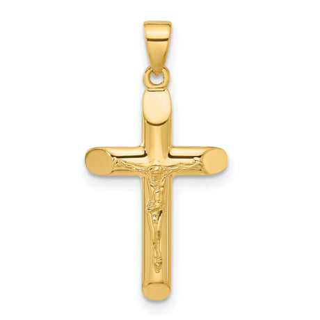 14k Yellow Gold Crucifix Cross Pendant with Jesus Figure, Religious Christian Jewelry