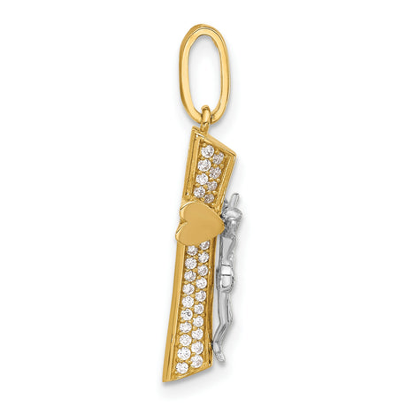 14k Multi-Tone Gold Crucifix Pendant with Cubic Zirconia, Religious Jesus Cross Charm
