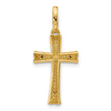 Polished CZ Crucifix with Heart Ends Charm Pendant in Real 14k Multi-Tone Gold