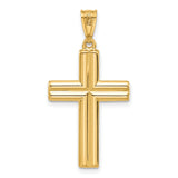 Polished and Textured Crucifix Charm Pendant in Real 14k Multi-Tone Gold