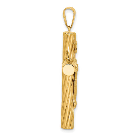 14k Yellow Gold Crucifix Pendant with INRI Jesus Cross, Textured Religious Charm