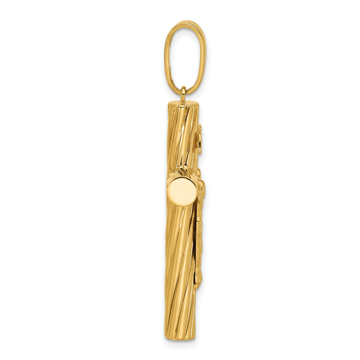 14k Yellow Gold Crucifix Cross Pendant with Textured Finish and INRI Christ Figure