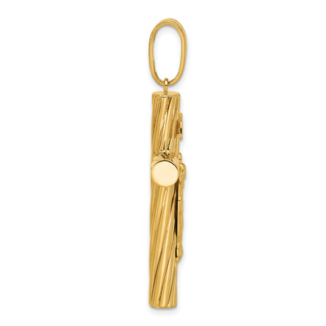 14k Yellow Gold Crucifix Cross Pendant with Textured Finish and INRI Christ Figure