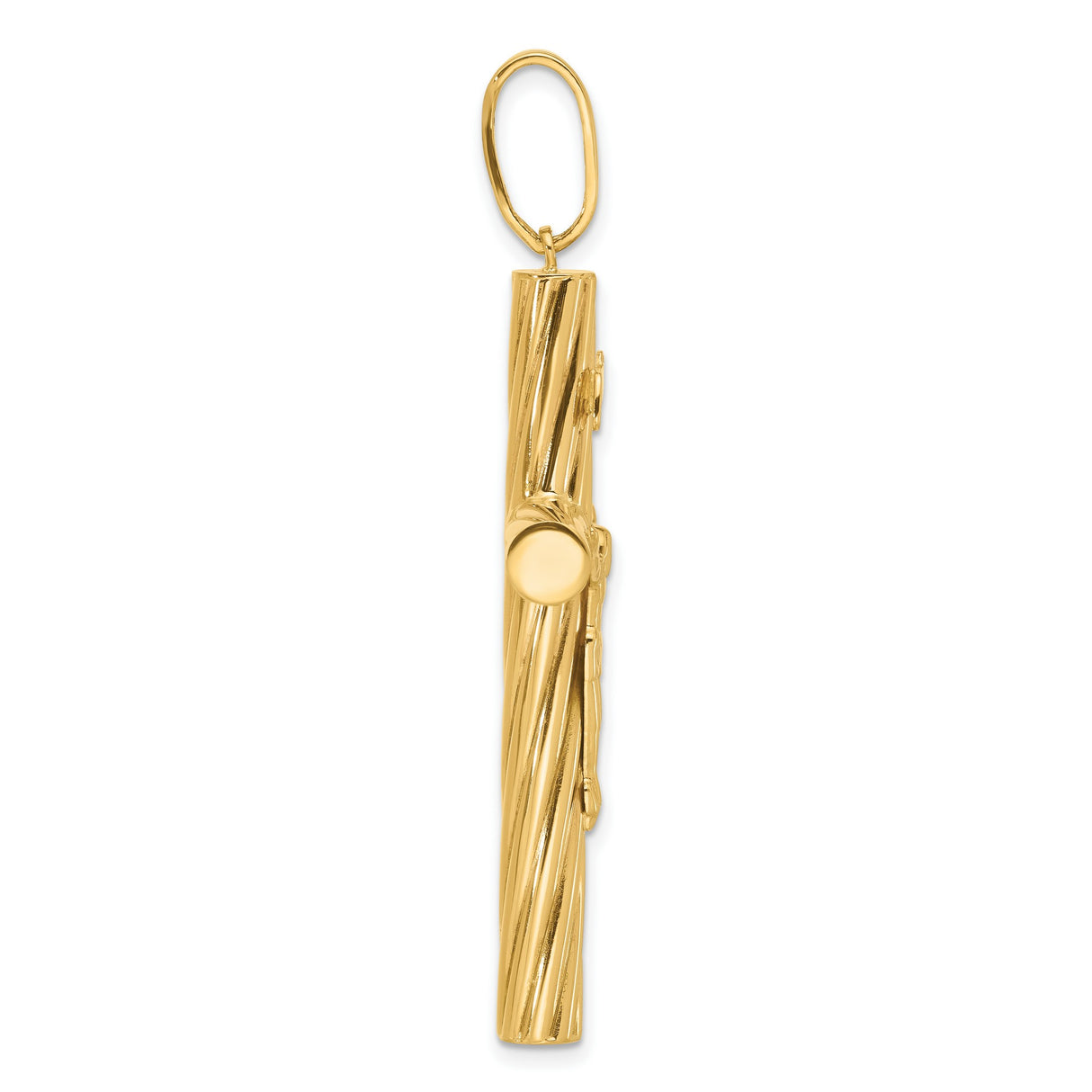 14k Yellow Gold Crucifix Pendant with Polished and Textured Detailing Religious Jewelry