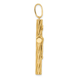 14k Yellow Gold Crucifix Pendant with Polished and Textured Detailing Religious Jewelry