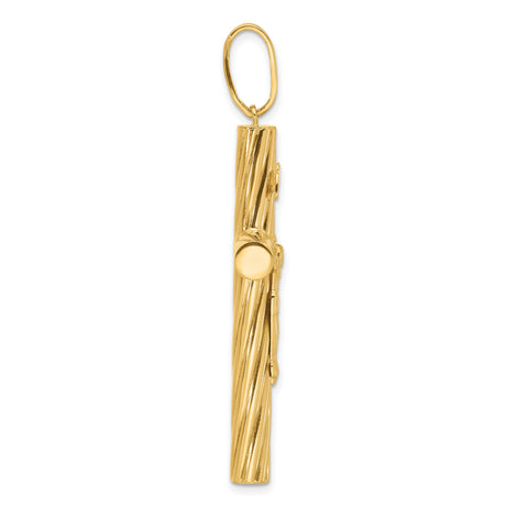 14k Yellow Gold Crucifix Pendant with Polished and Textured Detailing Religious Jewelry