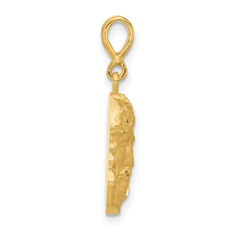 14k Yellow Gold Jesus Face Pendant with Crown of Thorns Design, Christian Religious Charm