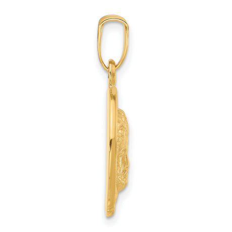 14k Yellow Gold Jesus Christ Head Pendant with Detailed Halo Design