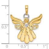 Diamond-Cut Angel Charm Pendant in Real 14k Multi-Tone Gold