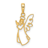 Diamond-Cut Angel Charm Pendant in Real 14k Multi-Tone Gold