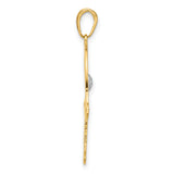 14k Multi-Tone Gold Hamsa Hand Pendant with Eye Symbol, Religious Charm for Women