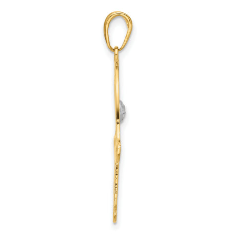 14k Multi-Tone Gold Hamsa Hand Pendant with Eye Symbol, Religious Charm for Women
