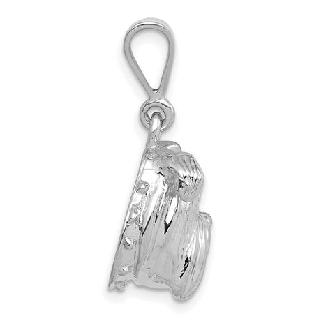 14k White Gold Bulldog Pendant, Detailed Dog Head Charm Symbolizing Loyalty and Strength