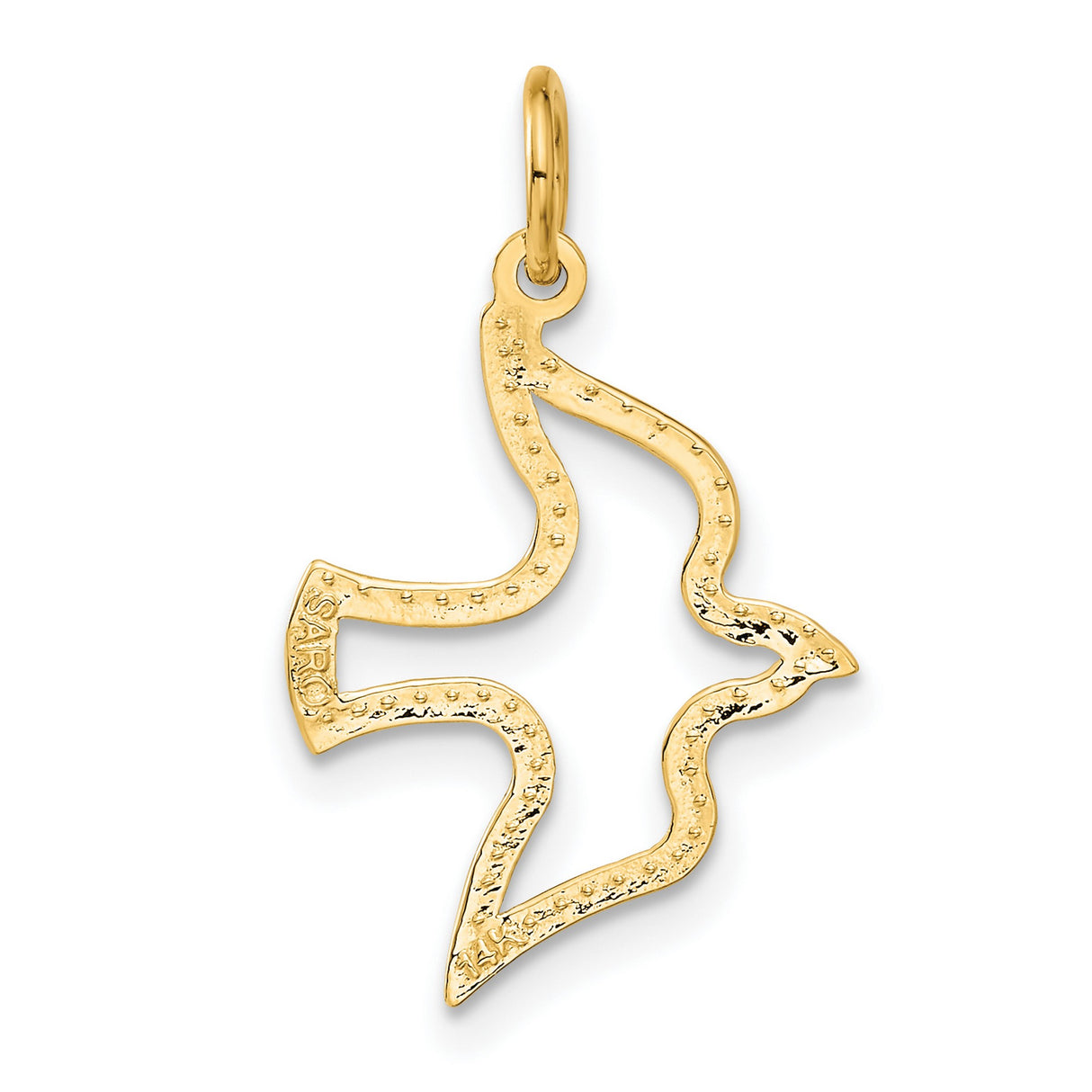 14k Yellow Gold Dove Pendant with Open Stylized Design Symbolizing Peace and Faith