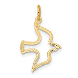 14k Yellow Gold Dove Pendant with Open Stylized Design Symbolizing Peace and Faith