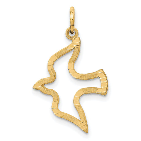 14k Yellow Gold Dove Pendant with Open Stylized Design Symbolizing Peace and Faith