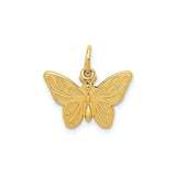14k Yellow Gold Butterfly Pendant with Textured Wings, Nature Inspired Jewelry for Women