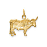 14k Yellow Gold Bull Pendant, Detailed Ox Design, Taurus Zodiac Charm for Women or Unisex