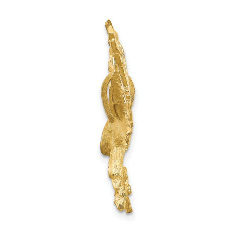 14k Yellow Gold Eagle Pendant with Outstretched Wings, High-Polish Wildlife Design for Men