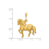 14k Yellow Gold Prancing Horse Pendant, Diamond-Cut Equestrian Charm for Women