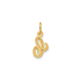 14k Yellow Gold Pendant, Script Lowercase Letter L Charm, Textured Initial Jewelry for Women or Unisex
