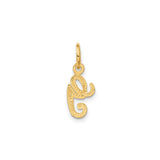14k Yellow Gold Initial G Pendant Charm, Script Letter with Textured Accent