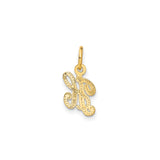 14k Yellow Gold Script Initial H Pendant with Filigree Detail, Dainty Monogram Charm for Women
