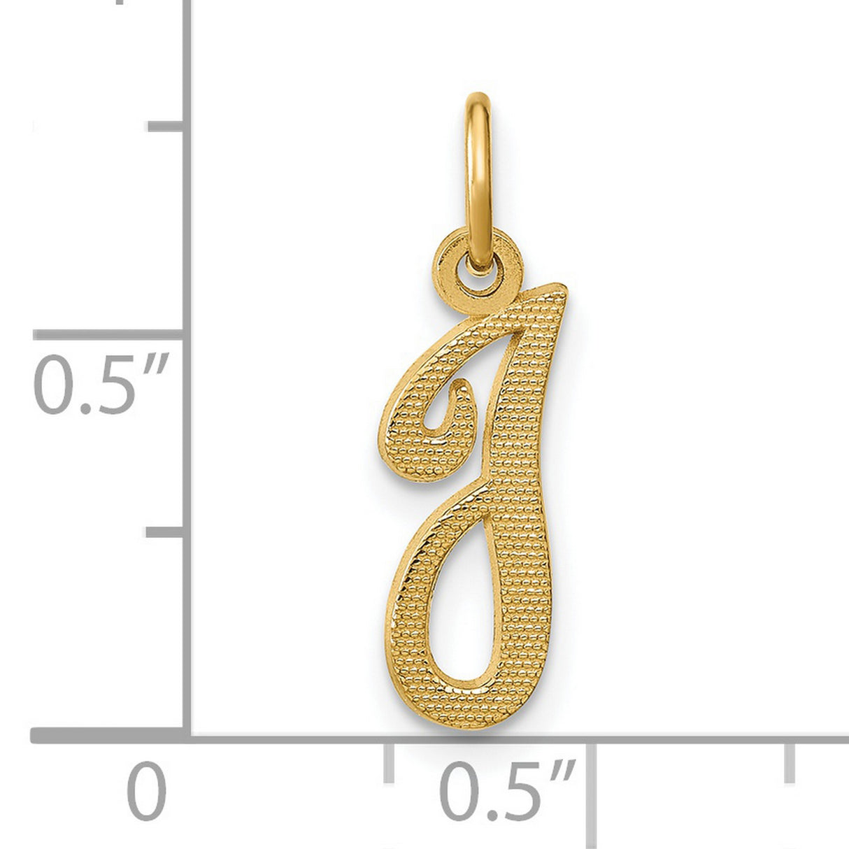 14k Yellow Gold Initial J Pendant Charm, Script Letter Design for Necklace or Bracelet