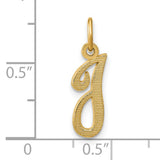 14k Yellow Gold Initial J Pendant Charm, Script Letter Design for Necklace or Bracelet