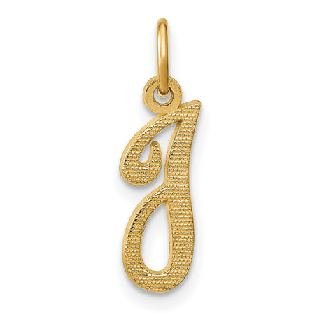 14k Yellow Gold Initial J Pendant Charm, Script Letter Design for Necklace or Bracelet