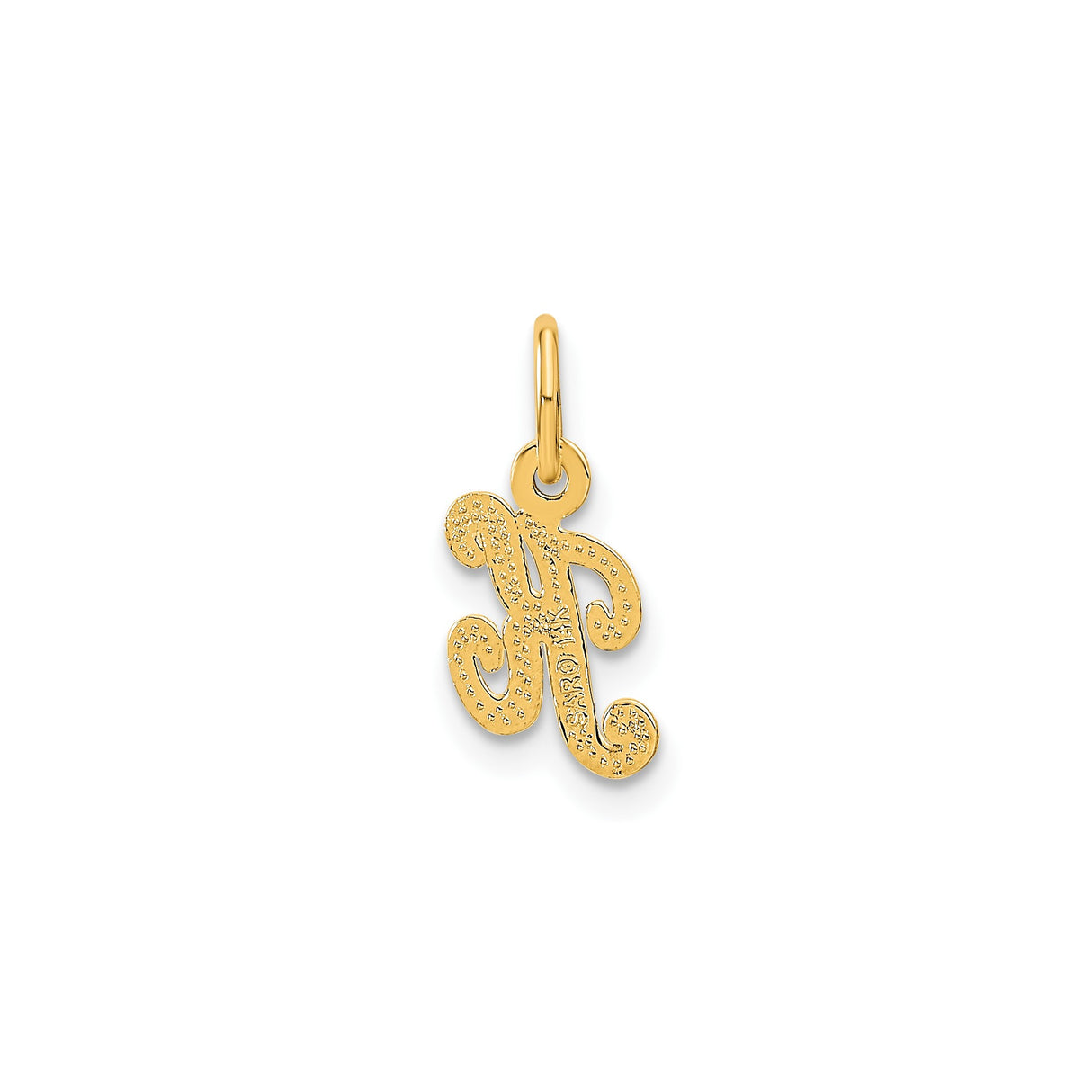 14k Yellow Gold Script Initial K Pendant Charm, Cursive Letter Monogram Jewelry