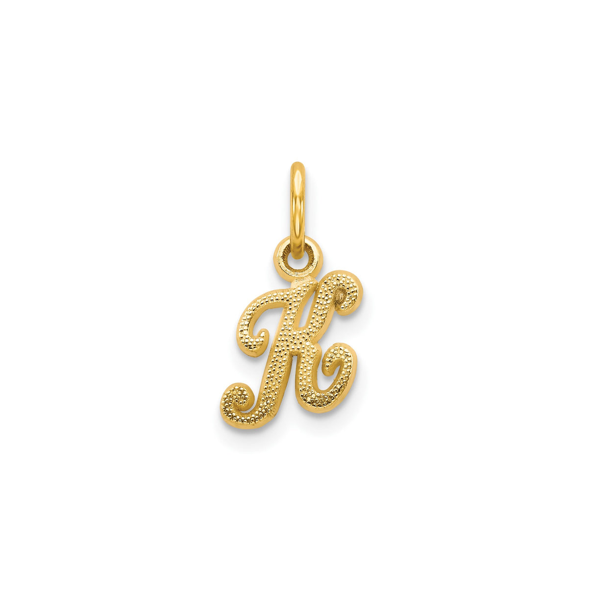 14k Yellow Gold Script Initial K Pendant Charm, Cursive Letter Monogram Jewelry