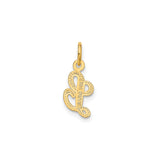 14k Yellow Gold Letter L Pendant with Textured Beaded Finish and Polished Loop