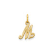 14k Yellow Gold Script M Pendant, Cursive Letter Charm, Textured Initial Jewelry for Women