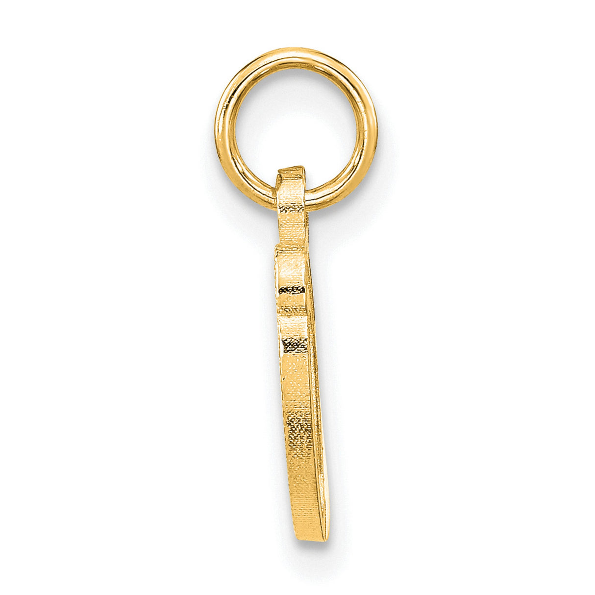 14k Yellow Gold Initial O Pendant, Polished and Textured Script Letter Charm for Women