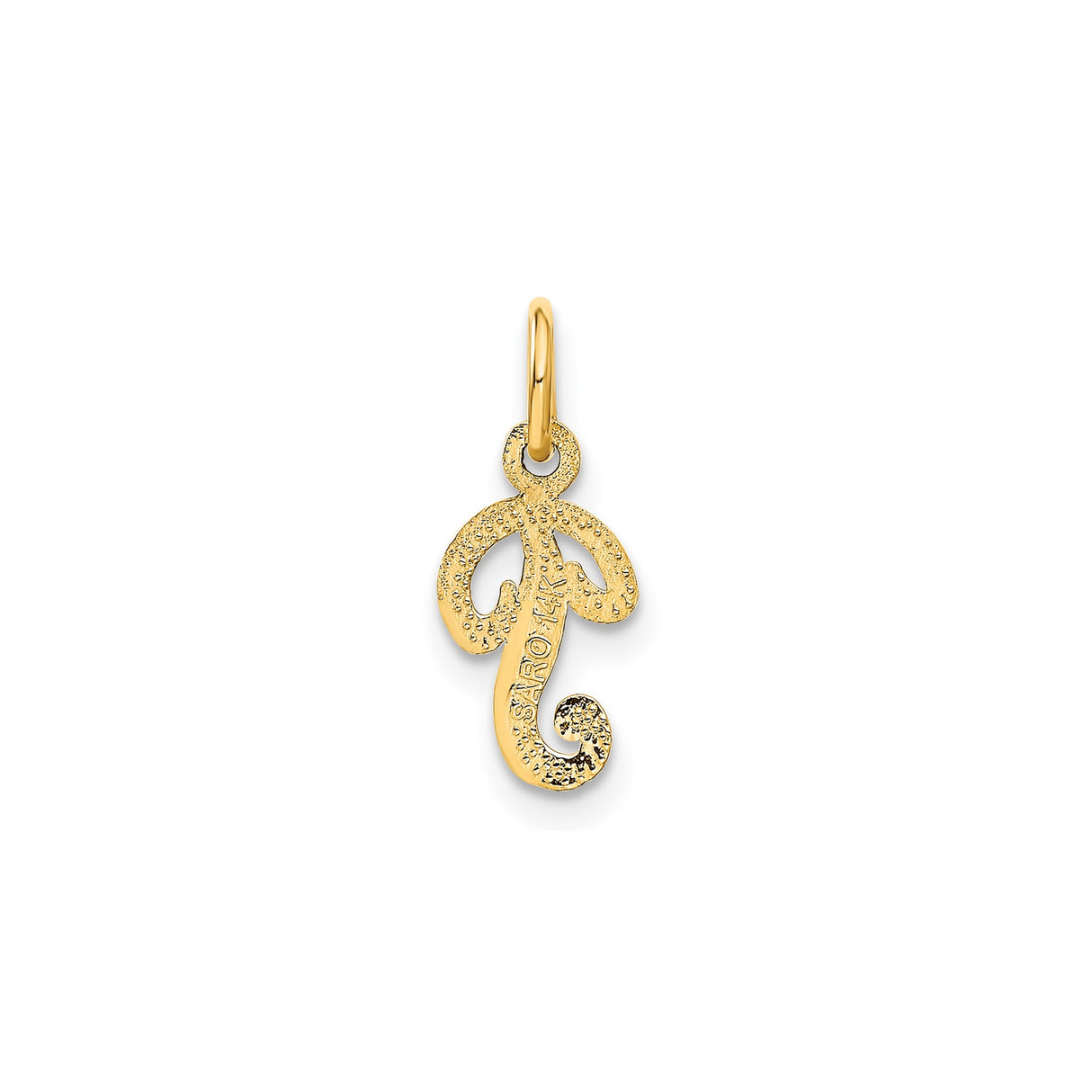 14k Yellow Gold J Initial Pendant, Textured Letter Charm, Solid Gold Alphabet Jewelry for Women