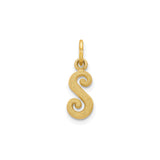 14k Yellow Gold Initial S Pendant with Textured Granulated and Polished Finish