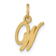 14k Yellow Gold Pendant Charm, Script Letter W, Polished Textured Finish, Monogram Initial Jewelry