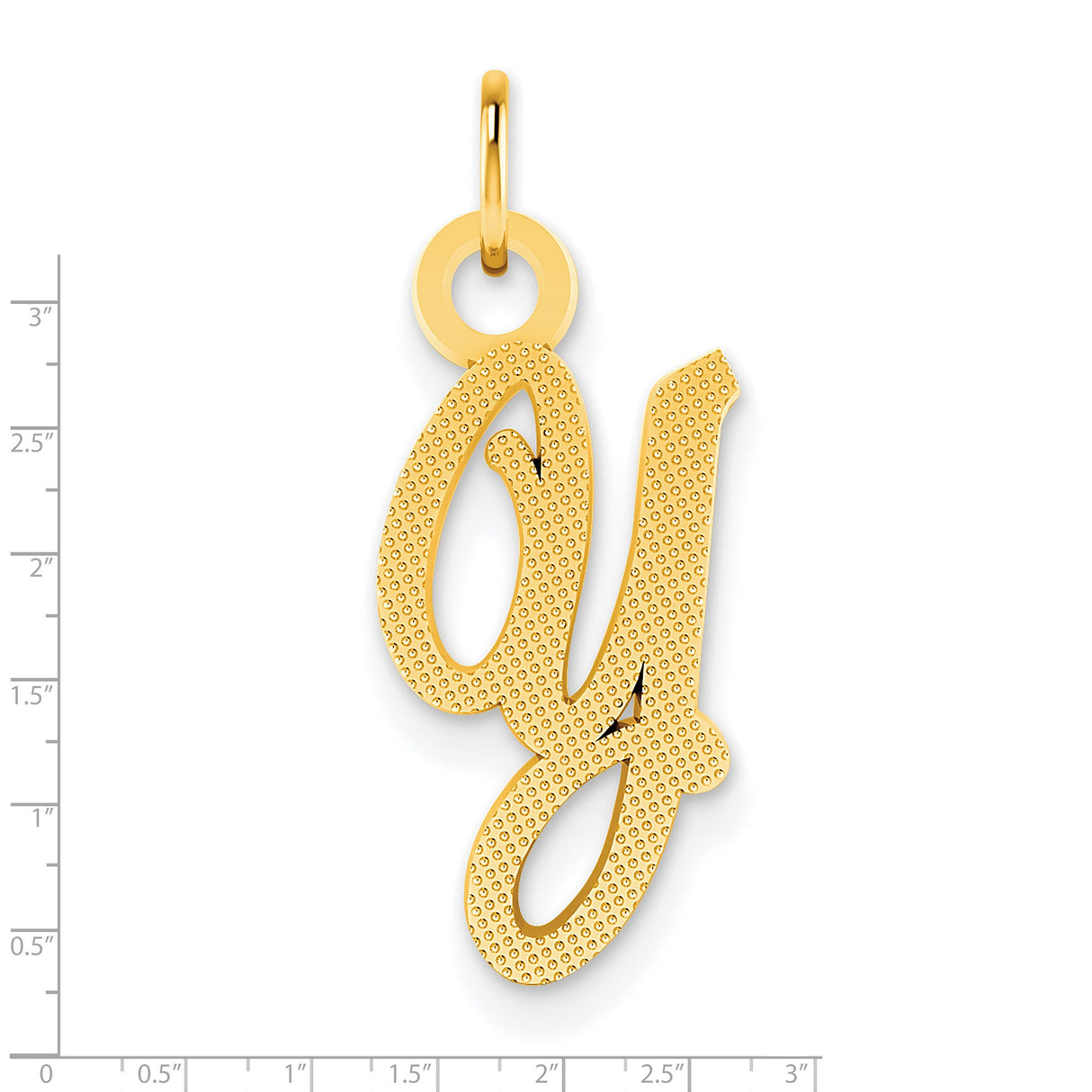 Casted Initial Y Charm Pendant in Real 14k Yellow Gold