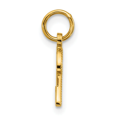 14k Yellow Gold Script Initial Z Pendant Charm, Textured Letter Design for Women or Unisex